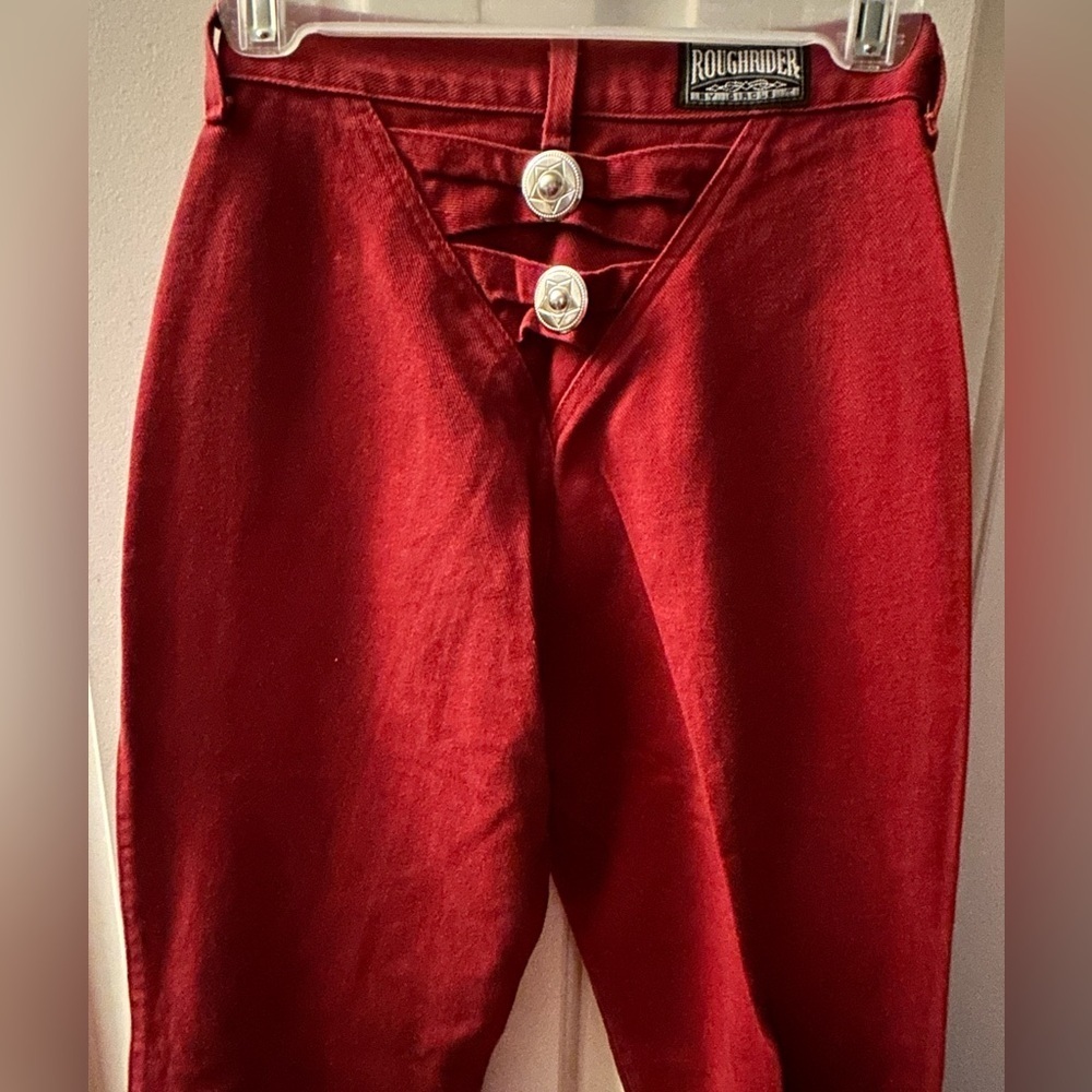 Vtg Roughrider by Circle T Cowgirl Western Jeans Concho Back Red Size 1/2 - Picture 4 of 12